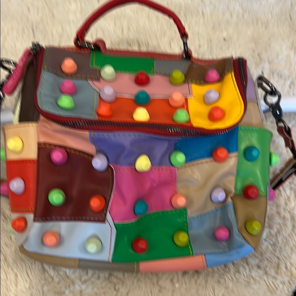 NWOT Red and Purple Shoulder Bags with Playful Patterns - Picture 3 of 4